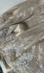 Load image into Gallery viewer, Women's Lakhnavi Handcrafted Tissue Chanderi Semi-Stitched Anarkali And Dupatta Set - HONC0331743