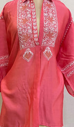 将图像加载到图库查看器中， Fiza Women&#39;s Lakhnavi Handcrafted Chanderi Silk Semi- Stitched Chikankari Top - HONC0201379
