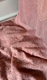 将图像加载到图库查看器中， Women's Lakhnavi Handcrafted Pure Silk Georgette Unstitched Chikankari Kurta And Dupatta Set- HONC0370414