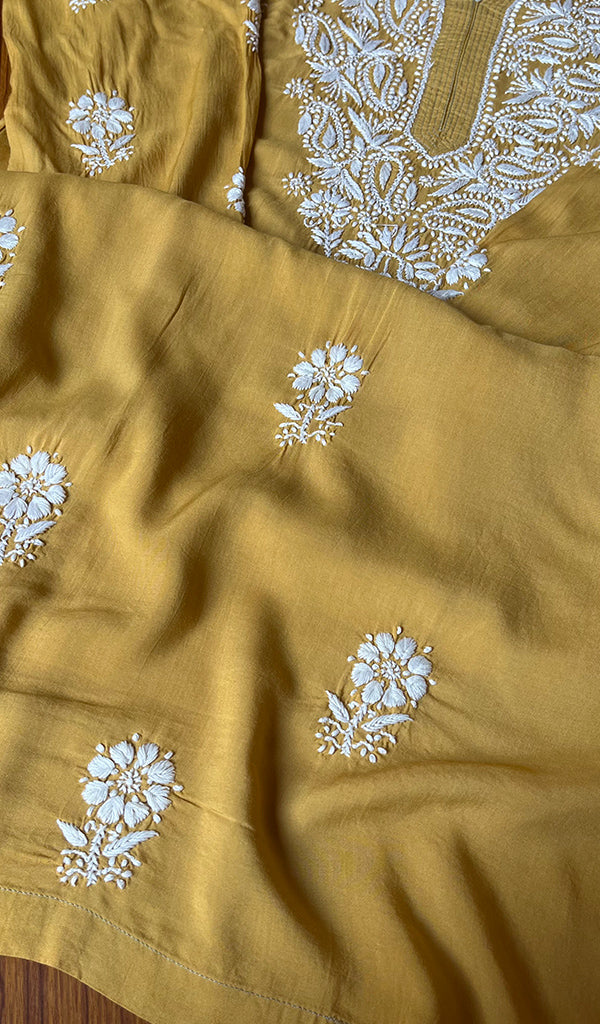 Women's Lucknowi Handcrafted  Modal Cotton Chikankari Kurti - HONC0298712