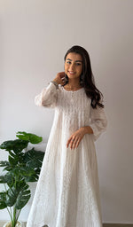 Load image into Gallery viewer, Women's Lakhnavi Handcrafted Cotton Chikankari Anarkali - HONC0276022
