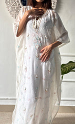 Load image into Gallery viewer, Rabia Women&#39;s Lucknowi Handcrafted Mul chanderi Chikankari Kaftan - HONC0313788
