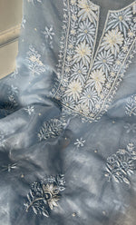 Load image into Gallery viewer, Women&#39;s Lakhnavi Handcrafted Organza Chikankari Unstitched Full Suit Material - HONC0270897
