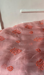 将图像加载到图库查看器中， Women's Lakhnavi Handcrafted Pure Organza Chikankari Unstitched Kurta And Dupatta Set- HONC0333539