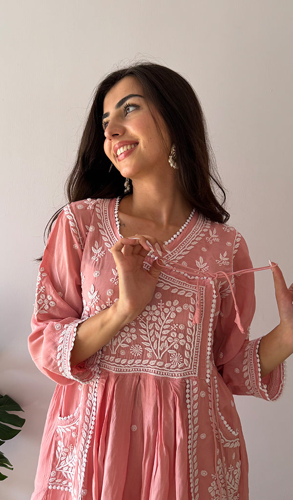 Fawziya Women's Lucknowi Handcrafted Cotton Angrakha - HONC0380461