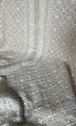 Load image into Gallery viewer, Lucknowi Handcrafted Munga Silk Chikankari Unstitched Men's Kurta Fabric - HONC0337757