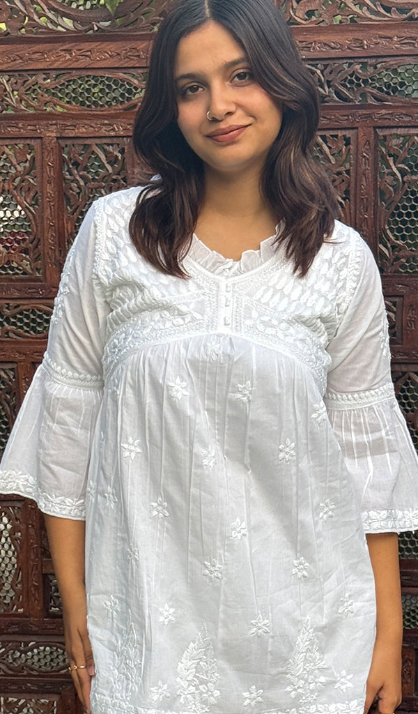 Rania Women's Lakhnavi Handcrafted Cotton Chikankari Kurta And Palazzo Set - HONC0270133