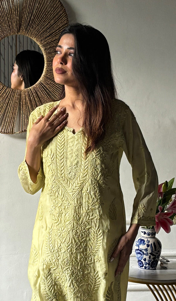 Sameena Women's Lakhnavi Handcrafted Muslin Chikankari Kurti - HONC0337439