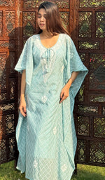 Load image into Gallery viewer, Women&#39;s Lucknowi Handcrafted Mul Chanderi Chikankari Kaftaan - HONC0249062
