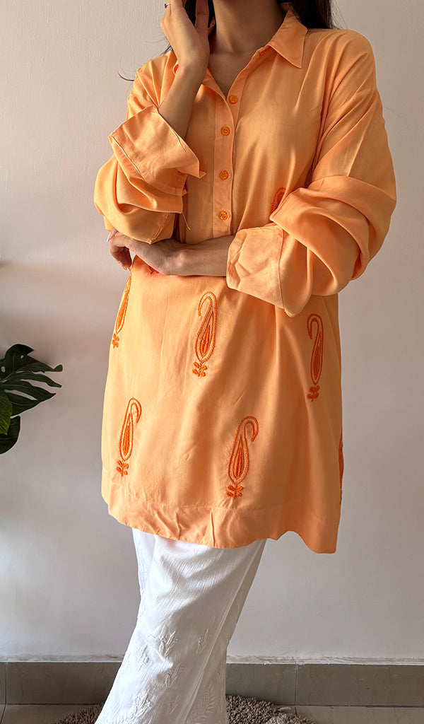 Women's Lakhnavi Handcrafted Cotton Chikankari Top - HONC0325794