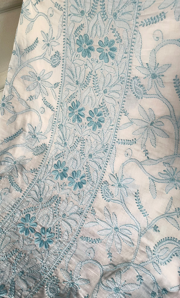 Women's Lakhnavi Handcrafted Modal Cotton Chikankari Unstitched Kurti Fabric - HONC0325224