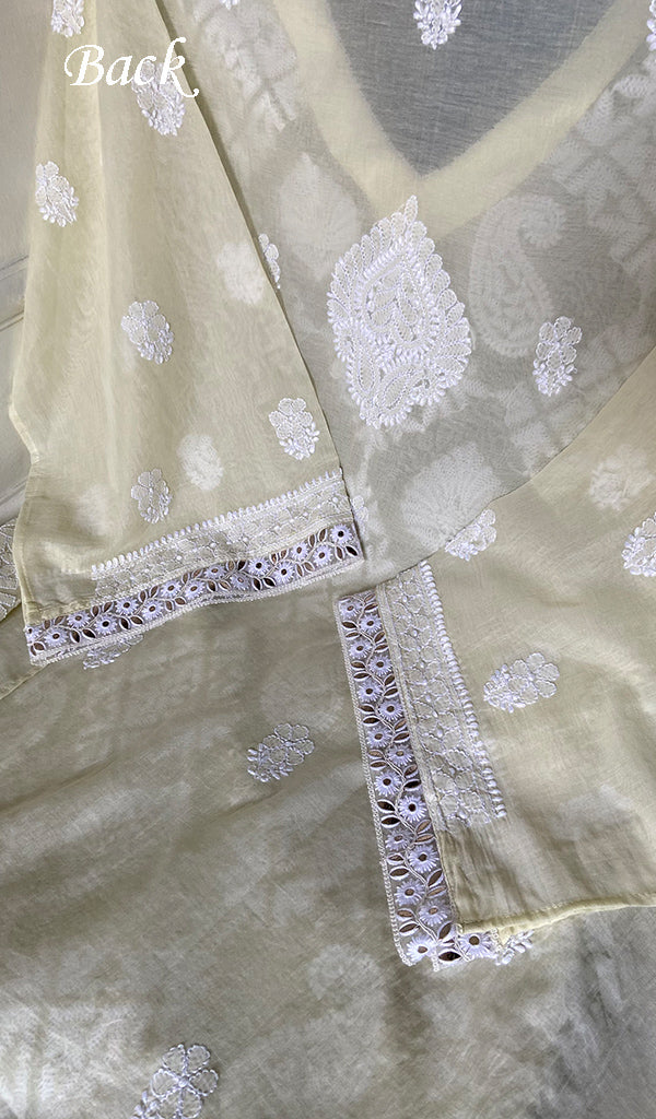 Women's Lakhnavi Handcrafted Mul Chanderi Semi - Stitched Kurta And Dupatta Set - HONC0302235