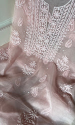 Load image into Gallery viewer, Women&#39;s Lakhnavi Handcrafted Organza Chikankari Unstitched Full Suit Material - HONC0271220
