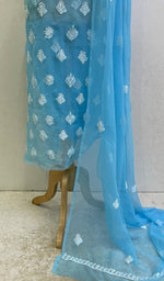 Load image into Gallery viewer, Women&#39;s Lucknowi Handcrafted Faux-Georgette Chikankari Suit Material - HONC0154321
