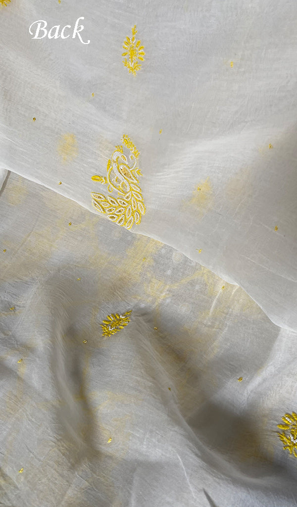 Women's Lakhnavi Handcrafted Mul Chanderi Unstitched Kurta And Dupatta Set- HONC0368975