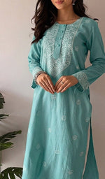 Prisha Women's Lakhnavi Handcrafted Cotton Chikankari Kurti - HONC088888