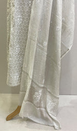 将图像加载到图库查看器中， Women&#39;s Lakhnavi Handcrafted Tissue Chanderi Semi - Stitched Chikankari Kurta Dupatta Set - HONC0210638
