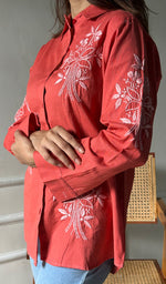 Load image into Gallery viewer, Women&#39;s Lucknowi Handcrafted Slub Cotton Chikankari Top - HONC0299146
