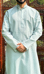 Load image into Gallery viewer, Men&#39;s Lucknowi Handcrafted Cotton Chikankari Kurta - HONC0260665
