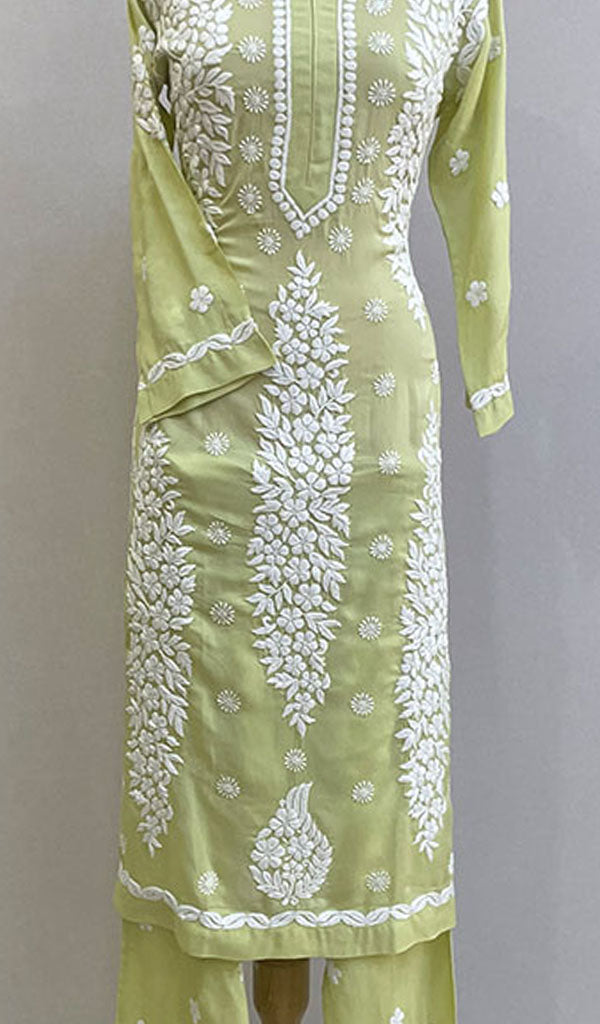 Safina Women's Lakhnavi Handcrafted Modal Cotton Chikankari Kurta And Palazzo Set - HONC0170497