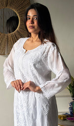 Load image into Gallery viewer, Women's Lakhnavi Handcrafted Muslin Chikankari Kurti - HONC0344155
