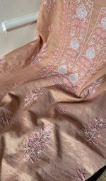 Load image into Gallery viewer, Women&#39;s Lakhnavi Handcrafted Tissue Chanderi Chikankari Suit Material - HONC0275987
