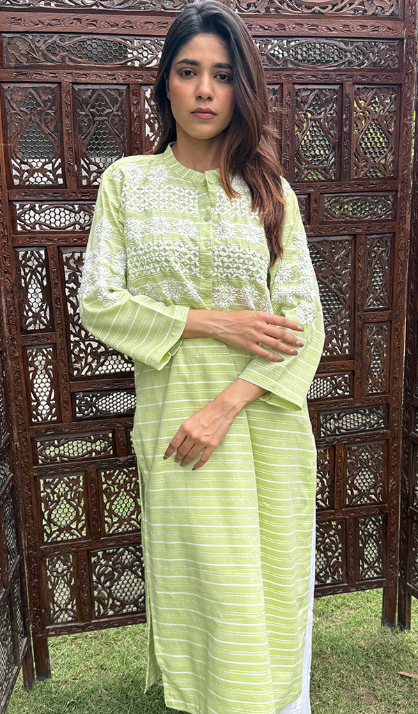 Amanat Women's Lucknowi Handcrafted Cotton Chikankari Kurti - HONC0274380