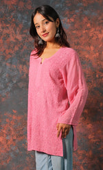 Load image into Gallery viewer, Women&#39;s Lucknowi Handcrafted Viscose Georgette Chikankari Top - HONC0327523
