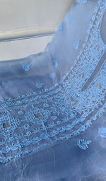 将图像加载到图库查看器中， Women's Lakhnavi Handcrafted Pure Organza Chikankari Unstitched Kurta And Dupatta Set- HONC0324986