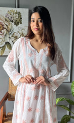 Load image into Gallery viewer, Women&#39;s Lucknowi Handcrafted Cotton Chikankari Kurti - HONC0271357
