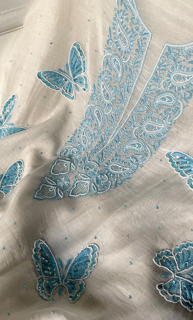 Titlee Women's Lakhnavi Handcrafted Unstitched Mul Chanderi Kurta And Dupatta Set - HONC0312086