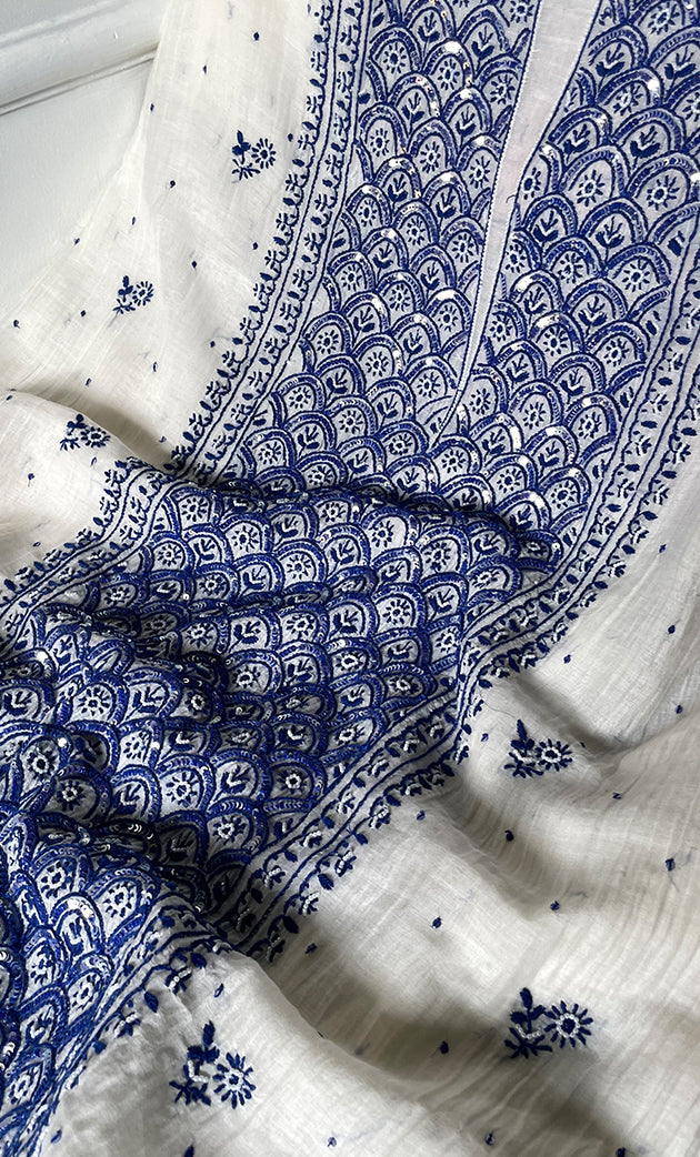 omen's Lakhnavi Handcrafted Mul Chanderi Unstitched Kurta And Dupatta Set - HONC0321262