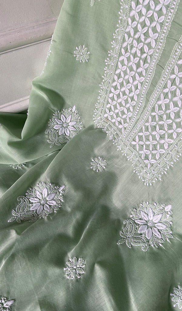 Women's Lakhnavi Handcrafted Cotton Chikankari Unstitched Kurti Fabric - HONC0368477