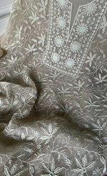 将图像加载到图库查看器中， Women's Lakhnavi Handcrafted Pure Organza Chikankari Unstitched Kurta And Dupatta Set- HONC0319969