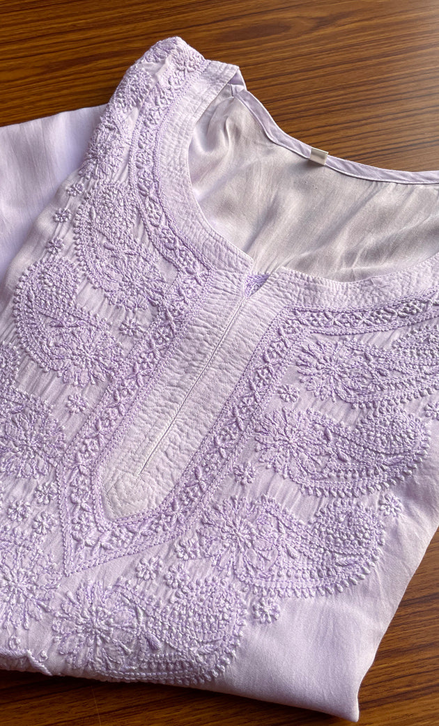 Women's Lucknowi Handcrafted Modal Cotton Chikankari Kurti - HONC0264897