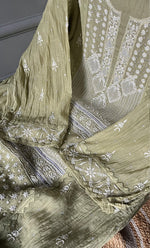 将图像加载到图库查看器中， Women&#39;s Lakhnavi Handcrafted Mul Chanderi Semi - Stitched Kurta And Dupatta Set - HONC0308148
