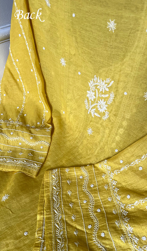 Women's Lakhnavi Handcrafted Tissue Chanderi Semi-Stitched Kurta And Dupatta Set - HONC0299537