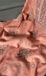 将图像加载到图库查看器中， Women&#39;s Lakhnavi Handcrafted Mul Chanderi Unstitched Kurta And Dupatta Set- HONC0238882
