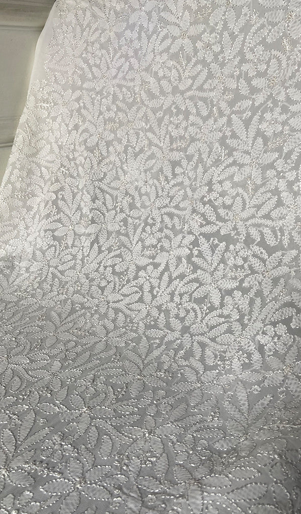 Women's Lakhnavi Handcrafted Viscose  Georgette Chikankari Kurti Fabric - HONC0343102