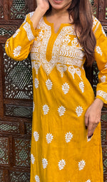 Load image into Gallery viewer, Women&#39;s Lakhnavi Handcrafted Cotton Chikankari Kurti - HONC0234268
