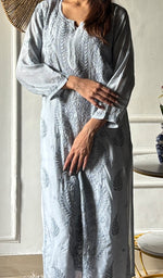 Load image into Gallery viewer, Sameena Women's Lakhnavi Handcrafted Muslin Chikankari Kurti - HONC03374557