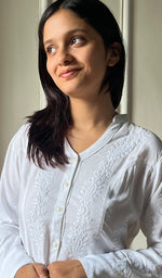 Load image into Gallery viewer, Women&#39;s Lakhnavi Handcrafted Modal Cotton Chikankari Top - HONC0287585
