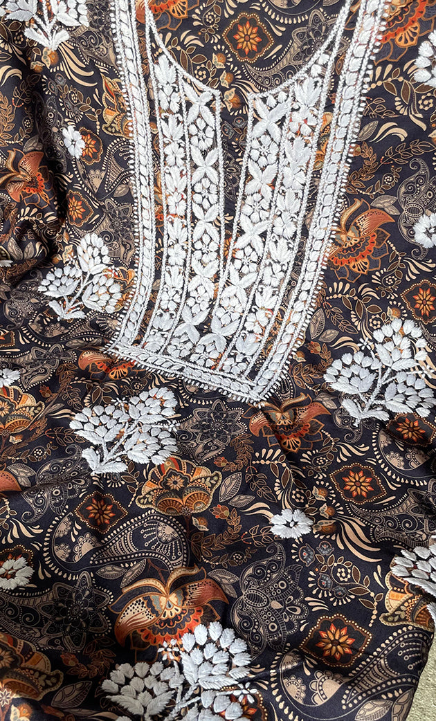 Women's Lakhnavi Handcrafted Cotton Chikankari Unstitched Kurti Fabric - HONC0315331