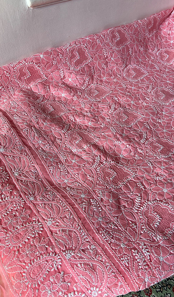 Women's Lakhnavi Handcrafted Cotton Unstitched Chikankari Suit Material - HONC0354974