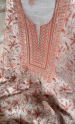Load image into Gallery viewer, Women&#39;s Lakhnavi Handcrafted Pure Organza Chikankari Unstitched Kurta And Dupatta Set- HONC0271902
