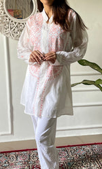 Load image into Gallery viewer, Women's Lakhnavi Handcrafted Mul Chanderi Chikankari Top - HONC0312906
