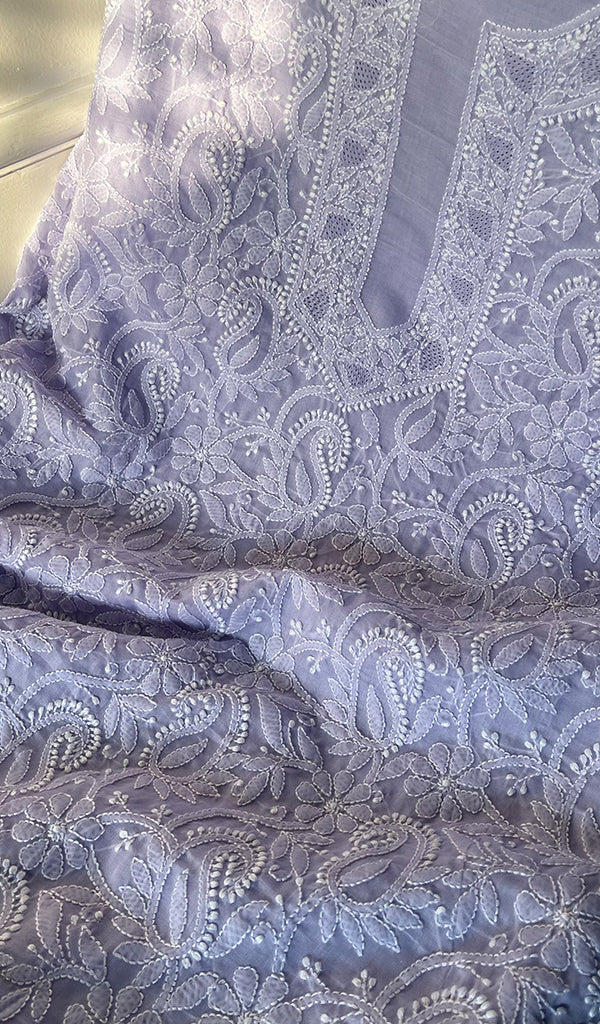 Women's Lakhnavi Handcrafted Unstitched Cotton Chikankari Suit Material - HONC0294089