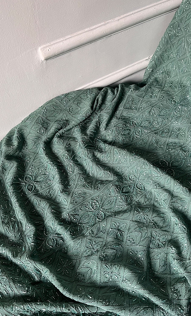 Women's Lucknowi Handcrafted Viscose Georgette Unstitched Chikankari Suit Material - HONC0325151