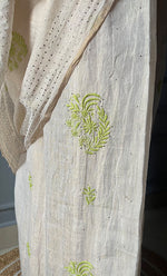 Load image into Gallery viewer, Women&#39;s Lakhnavi Handcrafted Tissue Chanderi Chikankari Saree - HONC0260907
