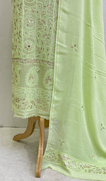 Load image into Gallery viewer, Women&#39;s Lakhnavi Handcrafted Viscose Georgette Chikankari Full Suit Material - HONC0119529